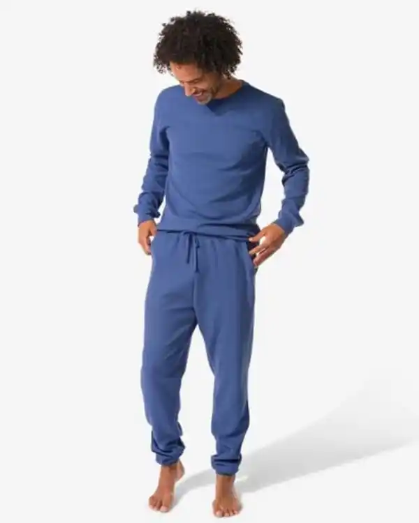 Bild 1 von Herrenpyjama, Waffelstruktur blau