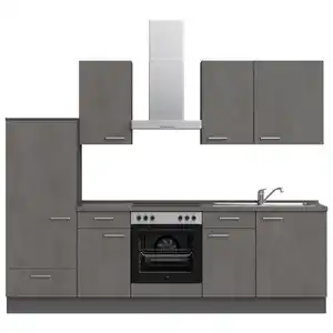 Nobilia Küchenleerblock Riva, Schiefer, Metall, 3 Schubladen, nur wie online abgebildet bestellbar, 270 cm, Blauer Engel, Pefc, Goldenes M, Made in Germany, DGM-Klimapakt, seitenverkehrt erhältlich
