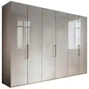 Novel Falttürenschrank, Grau, Metall, 6 Fächer, 300x236x58 cm, Typenauswahl, Beimöbel erhältlich, in verschiedenen Holzarten Größen erhältlich, Schlafzimmer, Kleiderschränke, Falttürenschran