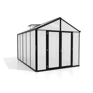 Gewächshausbausatz Zeus Comfort 10000 HKP10mm, Schwarz, Metall, Kunststoff, 258x250x391 cm, Gartenzubehör, Gewächshäuser
