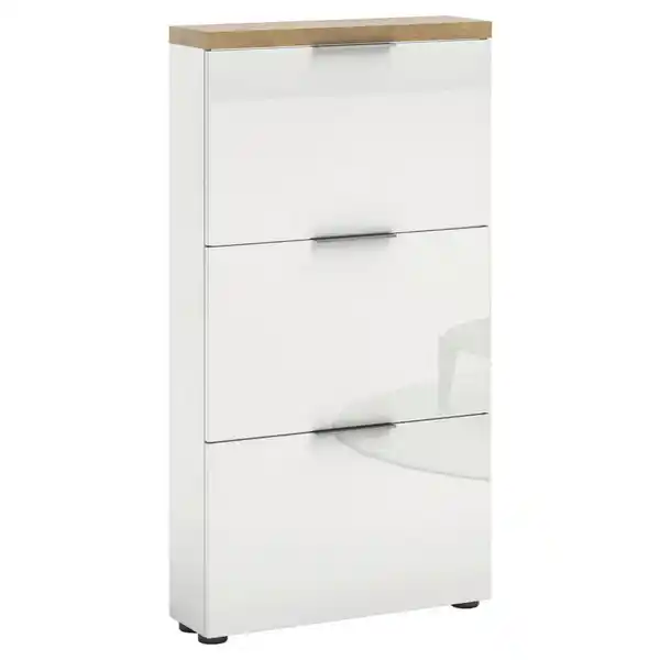 Bild 1 von Xora Schuhkipper, Weiß Hochglanz, Metall, 65x123x19 cm, stehend, Garderobe, Schuhaufbewahrung, Schuhkipper