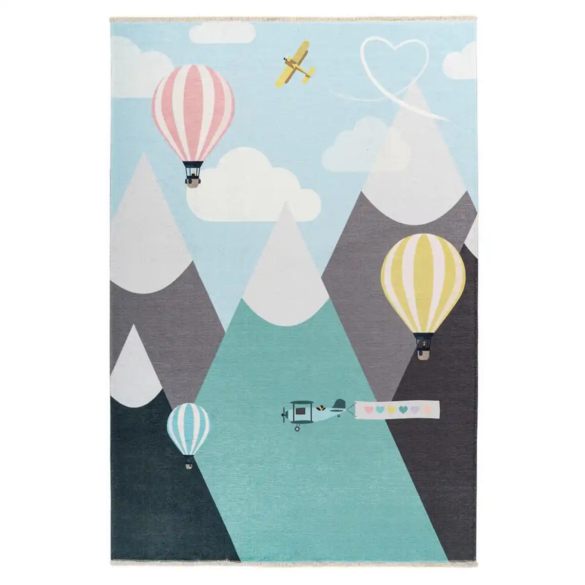 Bild 1 von Obsession Kinderteppich, Gelb, Grau, Rot, Hellblau, Textil, Wolken, rechteckig, 115x170 cm, Global Recycled Standard (Grs), für Fußbodenheizung geeignet, lichtunempfindlich, waschbar, pflegeleicht,