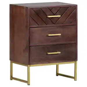Landscape Kommode, Braun, Holz, Mangoholz, massiv, 3 Schubladen, 45x60x33 cm, Garderobe, Garderoben Kommoden