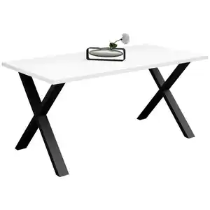Livetastic Esstisch, Schwarz, Weiß, Metall, Holzwerkstoff, rechteckig, X-Form, 100x78x200 cm, Esszimmer, Tische, Esstische