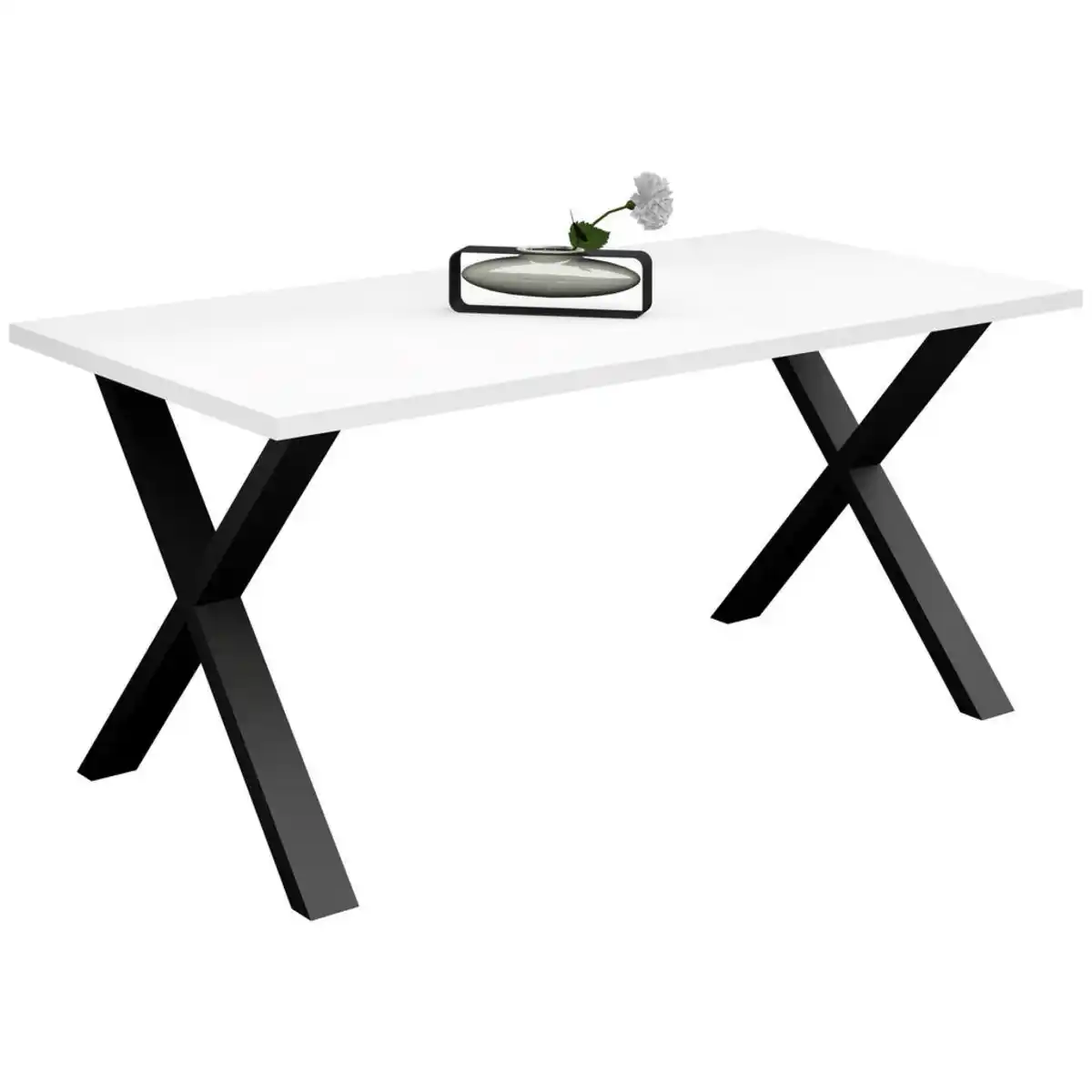 Bild 1 von Livetastic Esstisch, Schwarz, Weiß, Metall, Holzwerkstoff, rechteckig, X-Form, 100x78x200 cm, Esszimmer, Tische, Esstische