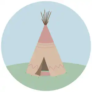 Babywanddeko Haus der Indianer, Beige, Metall, 3 cm, Babymöbel, Kinderzimmer-Deko, Babyzimmer Wanddeko