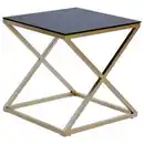 Bild 1 von Livetastic Beistelltisch, Schwarz, Gold, Metall, Glas, quadratisch, X-Form, 50x50x50 cm, einfacher Aufbau, Wohnzimmer, Wohnzimmertische, Beistelltische