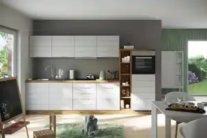 Küchenblock Florenz ohne Geräte ca. 330 cm Weiß/Eiche, Weiß, Eiche Wotan