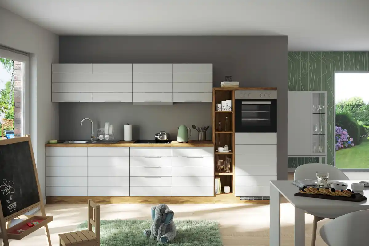 Bild 1 von Küchenblock Florenz ohne Geräte ca. 330 cm Weiß/Eiche, Weiß, Eiche Wotan