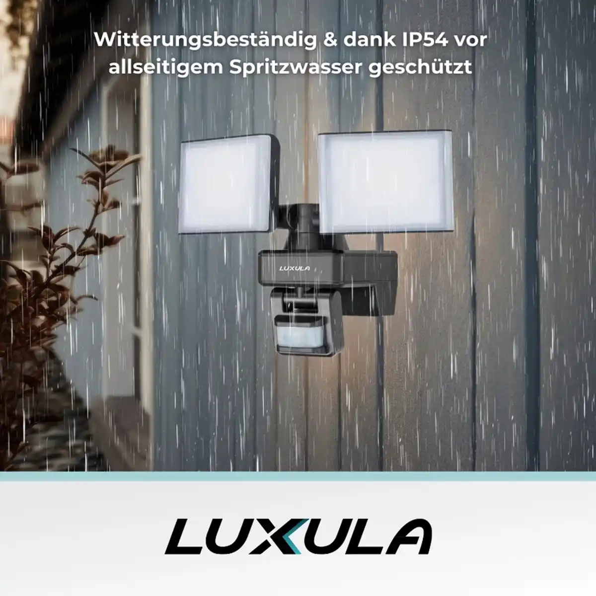 Bild 4 von LUXULA LED Strahler Fluter 2x15W 3200lm 4000K Neutralweiß Bewegungsmelder 2 Köpfe IP54