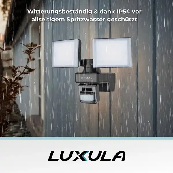Bild 4 von LUXULA LED Strahler Fluter 2x15W 3200lm 4000K Neutralweiß Bewegungsmelder 2 Köpfe IP54