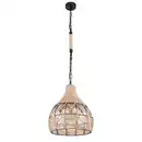 Bild 1 von Globo Hängeleuchte Halia, Braun, Schwarz, Metall, Naturmaterialien, Kugel,Kugel, 135 cm, Lampen & Leuchten, Innenbeleuchtung, Hängelampen