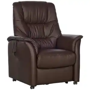 Welnova Fernsehsessel, Dunkelbraun, Leder, Kombination Echtleder/Lederlook, 85x110x85 cm, Made in EU, Relaxfunktion, Aufstehhilfe, Wohnzimmer, Sessel, Fernsehsessel