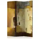 Bild 1 von artgeist Paravent, Honig, Hellgelb, Holz, Textil, Kiefer, massiv, Abstraktes, 135x172x3 cm, Motiv auf Vorder- und Rückseite, Wohnzimmer, Raumteiler & Paravents, Paravents