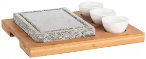 Heißer-Stein-Grill aus Granit, 6-teilig, Braun, Schwarz, Weiß
