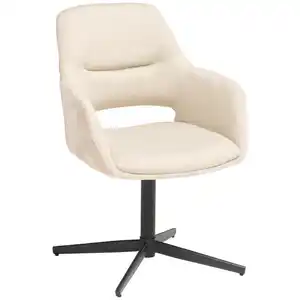 Mid.you Armlehnstuhl, Schwarz, Beige, Metall, Textil, Drehkreuz, 61x85x63 cm, Sitzfläche 360° drehbar, Stühle