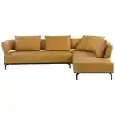 Bild 1 von Dieter Knoll Ecksofa, Dunkelgelb, Leder, Echtleder, Longlife-Leder, 3-Sitzer, Füllung: Polyurethan (Pur), Ottomane rechts, L-Form, 302x237 cm, Typenauswahl, Lederauswahl, Stoffauswahl, seitenverkehr