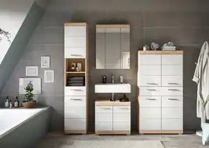 Badezimmer Lambada 4-tlg. ca. 171 cm Eiche/Weiß, Sonoma Eiche, Weiß Hochglanz