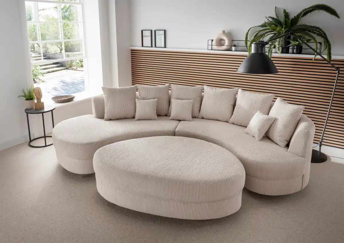 Bild 1 von Wohnlandschaft Limoncello m. Hocker ca. 160x300 cm Beige, Beige