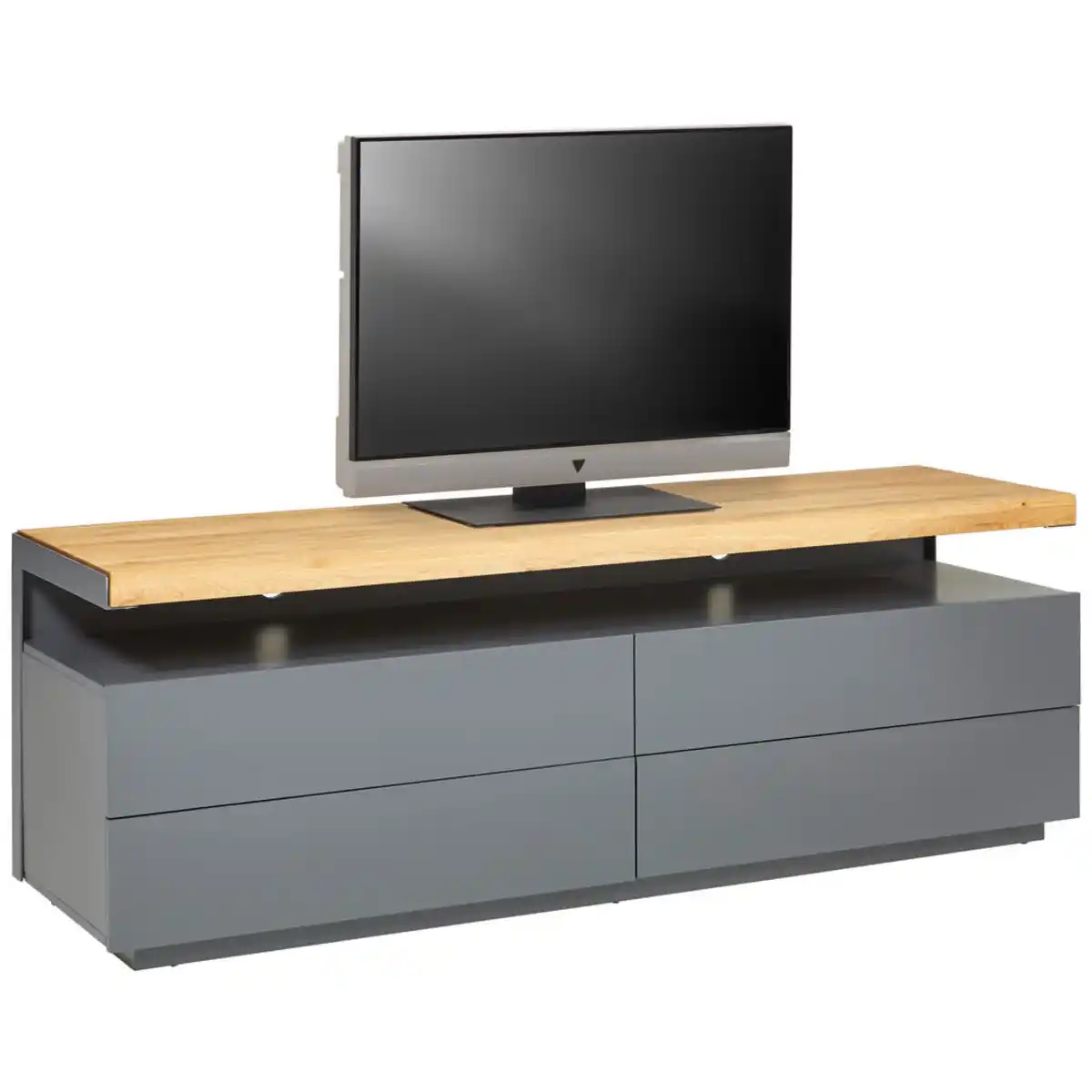 Bild 1 von Novel Lowboard, Grau, Eiche, Holz, Eiche, massiv, 4 Schubladen, 170x57x47 cm, Wohnzimmer, Wohnwände, Lowboards