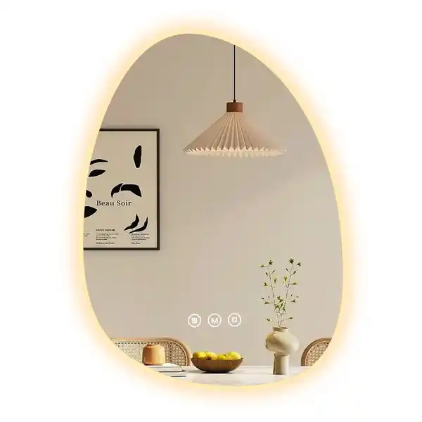 Bild 2 von Emke LED Badspiegel mit Anti-Beschlag 65 x 45 cm Asymmetrisch Spiegel mit 3 Dimmbare Lichtfarben