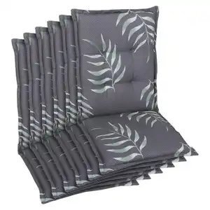 Sesselauflagenset, Anthrazit, Textil, 6-teilig, Blätter, Füllung: Schaumstoff, Vlies, 50x7x108 cm, Oeko-Tex® Standard 100, pflegeleicht, hochwertige Qualität, für den Außenbereich geeignet, mit