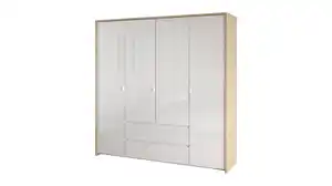 Kleiderschrank 197 cm weiß hochglanz - Jackson Hickory 4-türig - NEXT