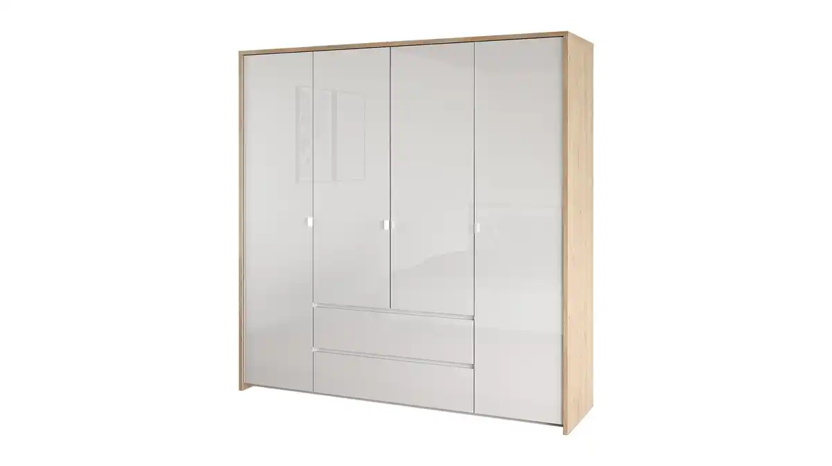 Bild 1 von Kleiderschrank 197 cm weiß hochglanz - Jackson Hickory 4-türig - NEXT