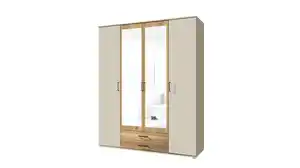 Kleiderschrank mit Spiegel 159 cm - beige - Eiche - 4-türig - CHICAGO