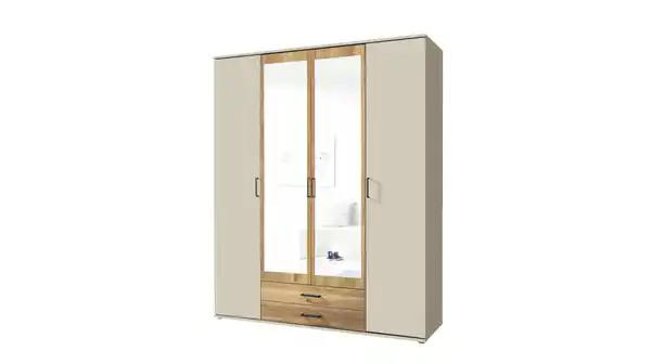 Bild 1 von Kleiderschrank mit Spiegel 159 cm - beige - Eiche - 4-türig - CHICAGO