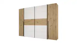 Kleiderschrank Artisan Eiche - weiß - 270 cm - Schwebetüren - NARAGO