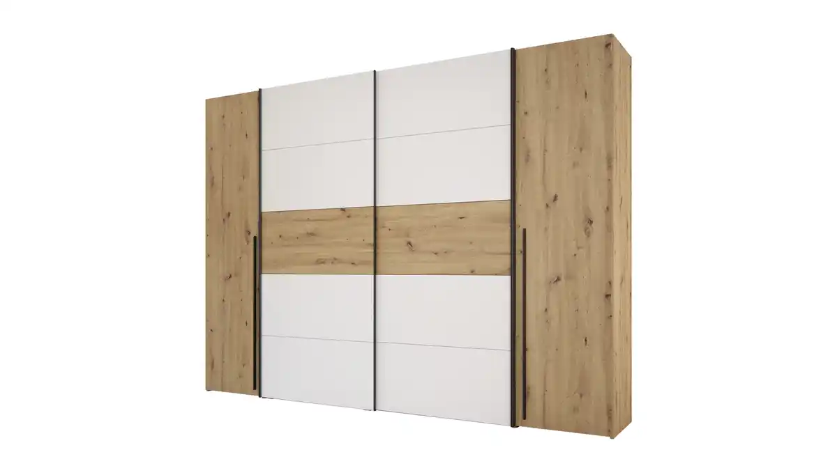 Bild 1 von Kleiderschrank Artisan Eiche - weiß - 270 cm - Schwebetüren - NARAGO