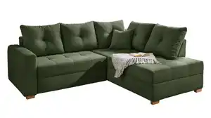 Ecksofa Cord grün - Schlaffunktion Bettkasten 228 cm - HEIDELBERG