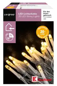 LIV&BO® LED-Lichterkette mit 20 warmweißen LEDs