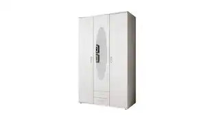 Kleiderschrank mit Spiegel 120 cm weiß - 3-türig - PAUL