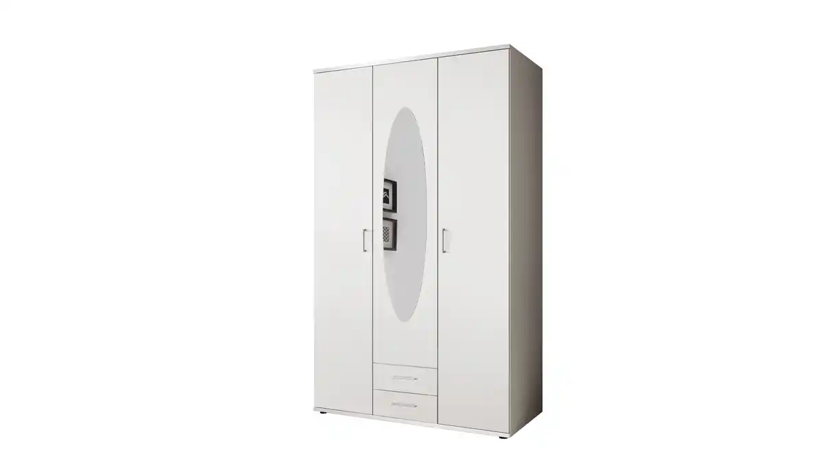Bild 1 von Kleiderschrank mit Spiegel 120 cm weiß - 3-türig - PAUL