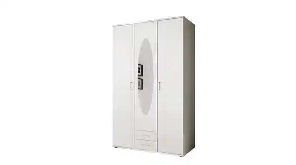 Bild 1 von Kleiderschrank mit Spiegel 120 cm weiß - 3-türig - PAUL