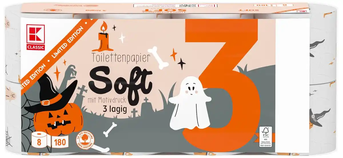 Bild 1 von K-CLASSIC Toilettenpapier Soft »Halloween«, Packg. = 8 x 180 Blatt