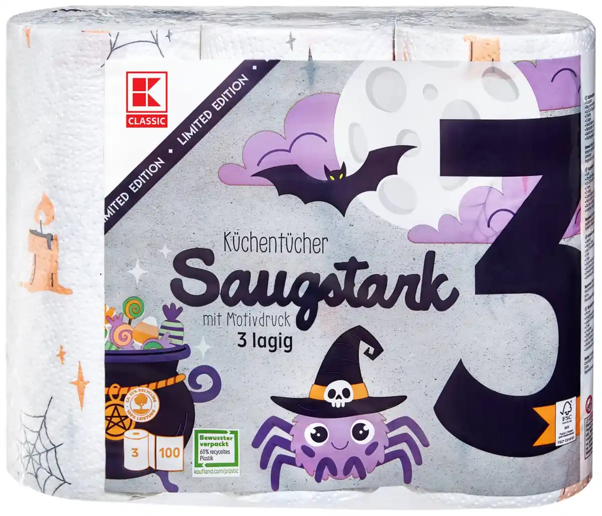 Bild 1 von K-CLASSIC Küchentücher Saugstark »Halloween«, Packg. = 3 x 100 Blatt