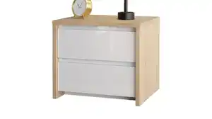 Nachttisch weiß hochglanz - Jackson Hickory 52 cm x 48 cm - NEXT