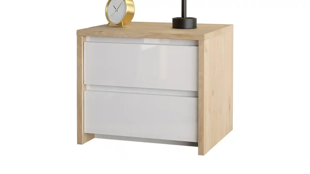 Bild 1 von Nachttisch weiß hochglanz - Jackson Hickory 52 cm x 48 cm - NEXT