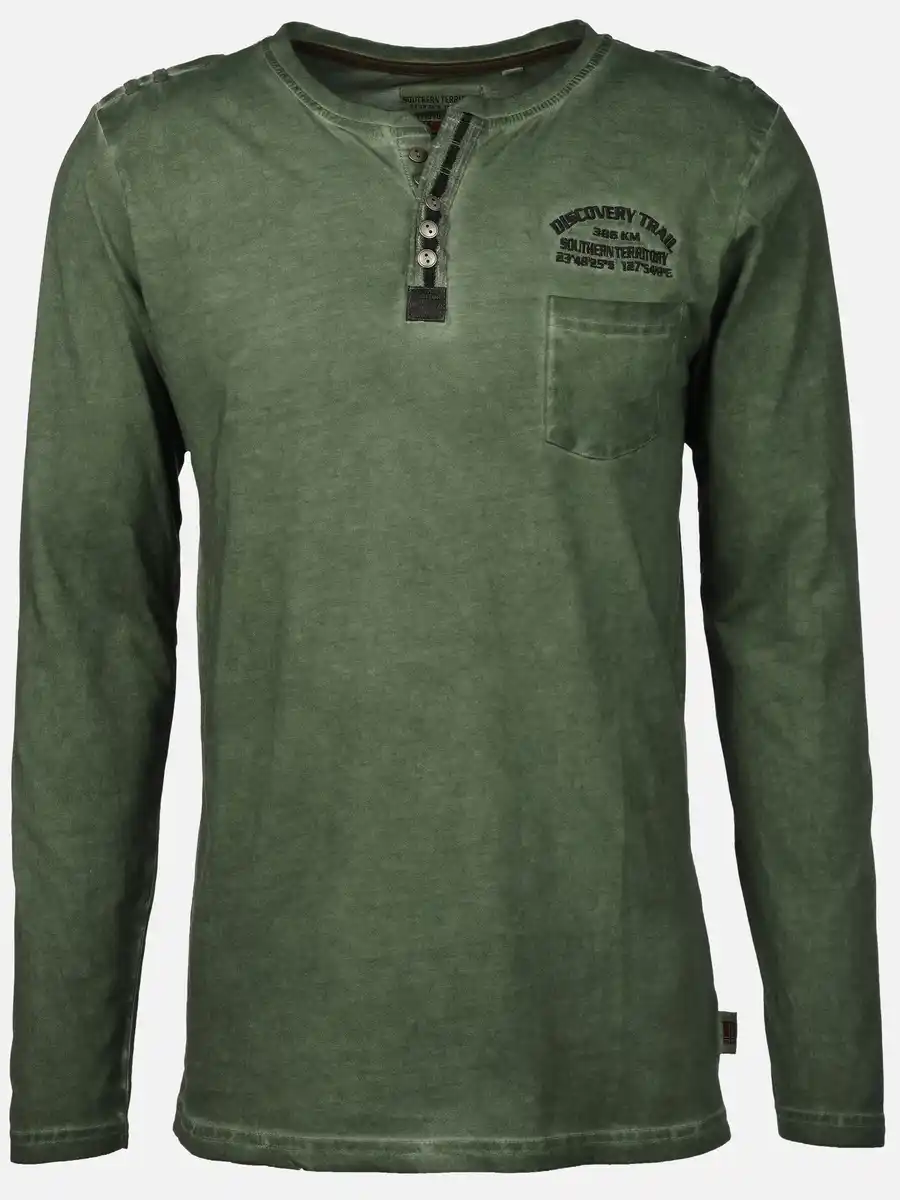Bild 1 von Herren Henleyshirt mit langem Arm Oliv