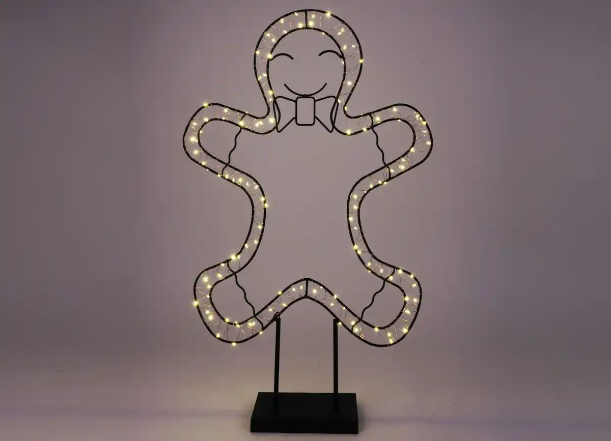 Bild 1 von Mittelgroße LED-Metalldeko mit Timer 60cm LEDs Warmweiß Lebkuchenfigur