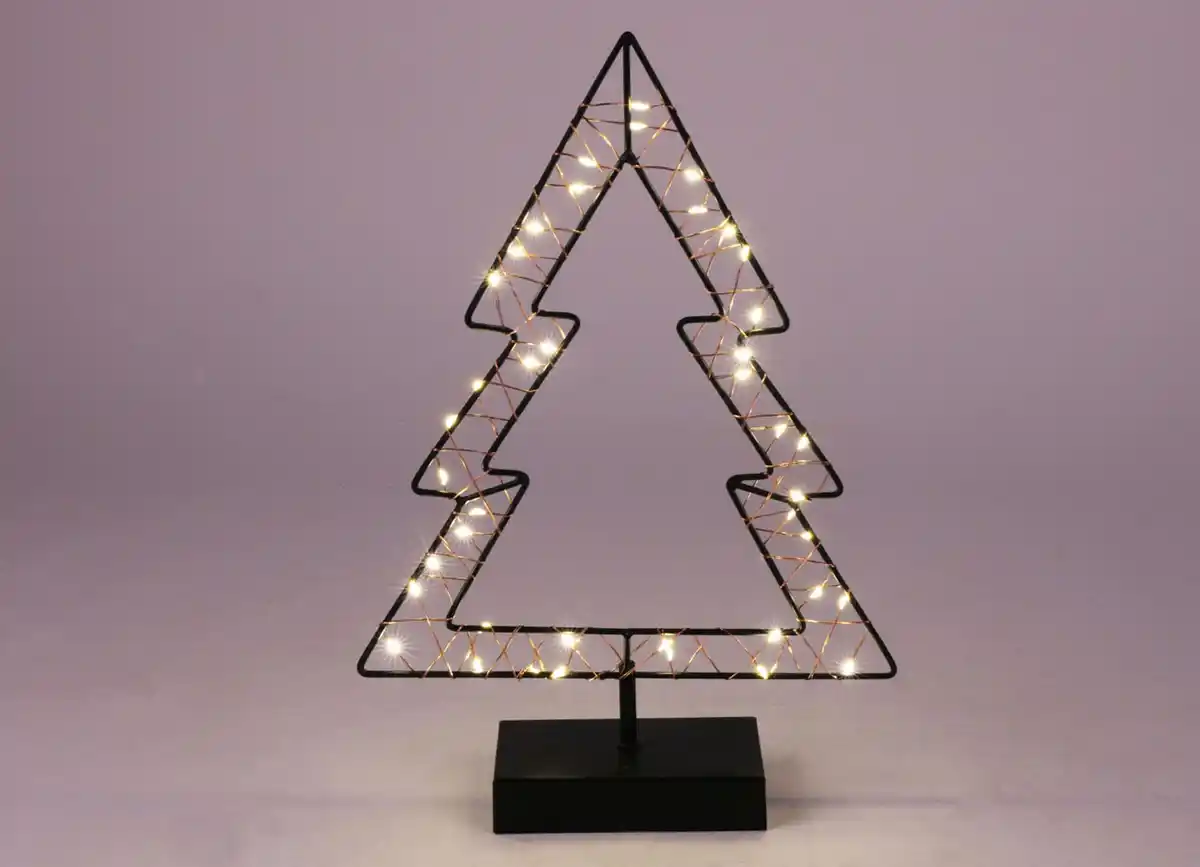 Bild 1 von Kleine Metall-Tanne 35,5cm 40 LEDs Warmweiß