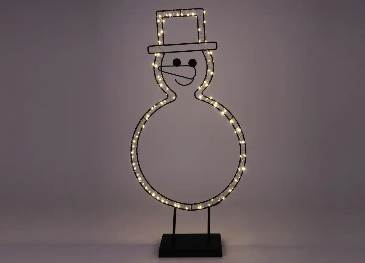 Bild 1 von Mittelgroße LED-Metalldeko mit Timer 60cm LEDs Warmweiß Schneemann