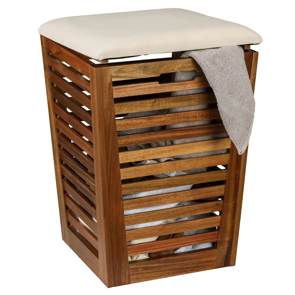 Bild 1 von Wenko Wäschetruhe mit Sitzpolster Fondi 40 cm x 56 cm x 40 cm Akazie 55 l