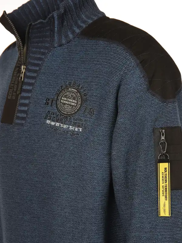 Bild 3 von Herren Stricktroyer mit Stickerei Blau