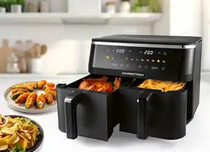 GOURMETmaxx Doppelkammer-Heißluftfritteuse 2x4,5L