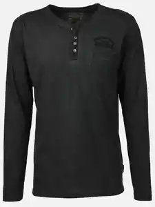 Herren Henleyshirt mit langem Arm Schwarz