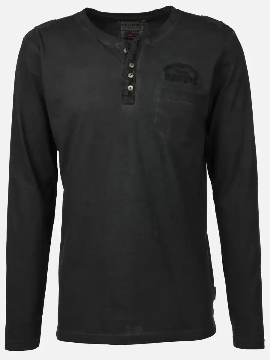 Bild 1 von Herren Henleyshirt mit langem Arm Schwarz